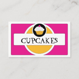 Roze geel witte retro cupcake visitekaartjes