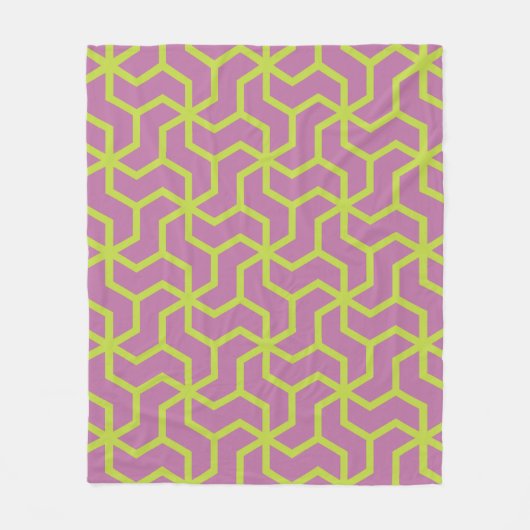 Roze Geel ZigZag Lattice Retro geometrisch patroon Fleece Deken (Voorkant)