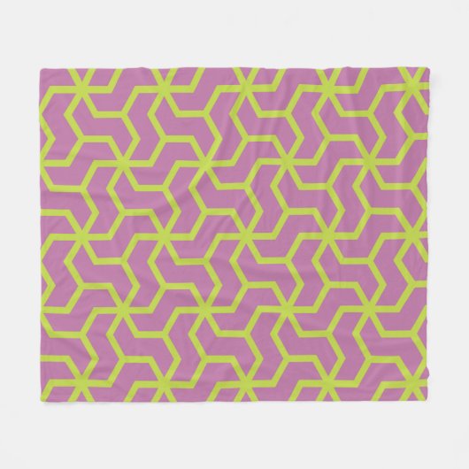 Roze Geel ZigZag Lattice Retro geometrisch patroon Fleece Deken (Voorkant (Horizontaal))