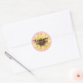 Roze Geel Zonnebloem Dank u winkelen Klein Ronde Sticker (Envelop)
