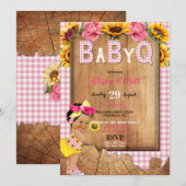 Roze Geel Zonnebloem Meisje Baby Q Barbecue Kaart (Voorkant / Achterkant)