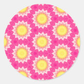 Roze Geel Zonnebloem Patroon Sticker (Voorkant)