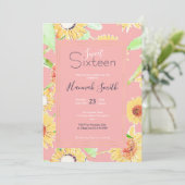 Roze Geel Zonnebloemen Waterverf Bloemen Kaart (Staand voorkant)