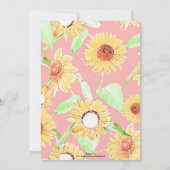 Roze Geel Zonnebloemen Waterverf Bloemen Kaart (Achterkant)