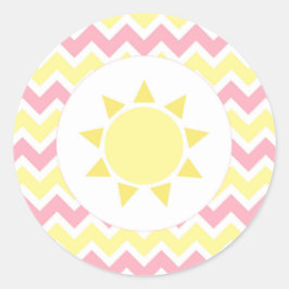 Roze Geel Zonneschijn baby shower envelop seal Ronde Sticker