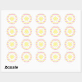 Roze Geel Zonneschijn baby shower envelop seal Ronde Sticker (Vel)