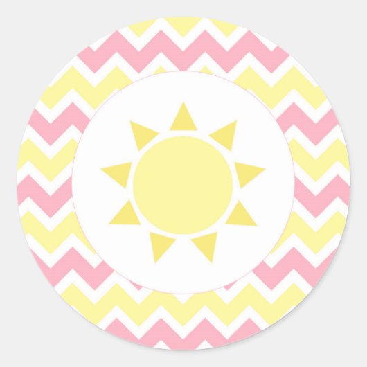 Roze Geel Zonneschijn baby shower envelop seal Ronde Sticker (Voorkant)