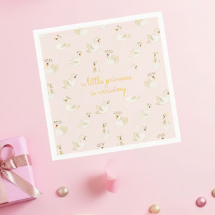 Roze Geel Zwaan Kleine Prinses Baby shower Servet
