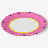 Roze Geel Zwart Polka Dots Papieren Bordje (Gekanteld)