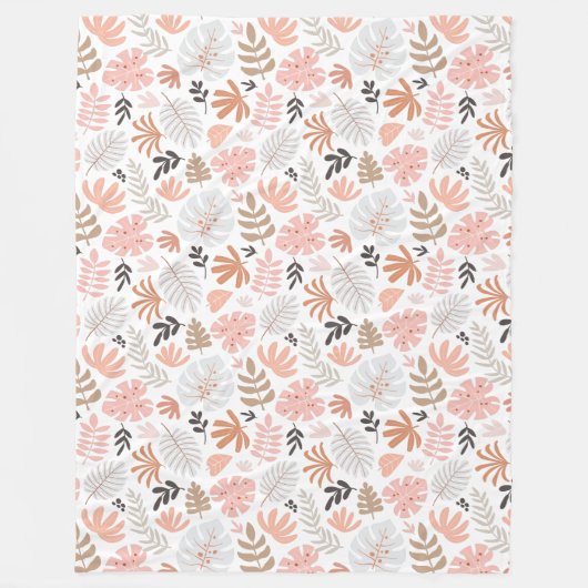 Roze geelbruine palmbladeren fleece deken (Voorkant)