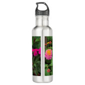 Roze geelgroene Floral Lantana met vlinder Waterfles (Achterkant)