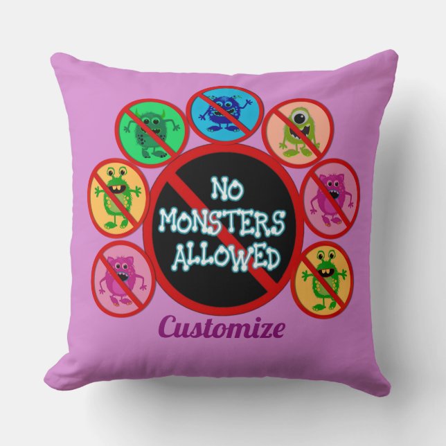Roze geen Kinder monsters toegestaan Kussen (Voorkant)