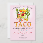 Roze Geen tijd voor Siesta Eerste Fiesta 1e Verjaa Kaart (Voorkant)