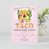 Roze Geen tijd voor Siesta Eerste Fiesta 1e Verjaa Kaart (Staand voorkant)