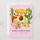 Roze Geen tijd voor Siesta Eerste Fiesta 1e Verjaa Kaart (Achterkant)