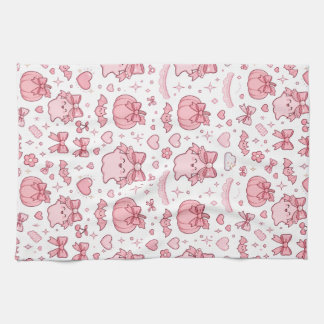 Roze Geest Coquette Strik Keukenhanddoek Halloween