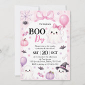 Roze Geest Halloween Feest Boo-Dag Kaart (Voorkant)