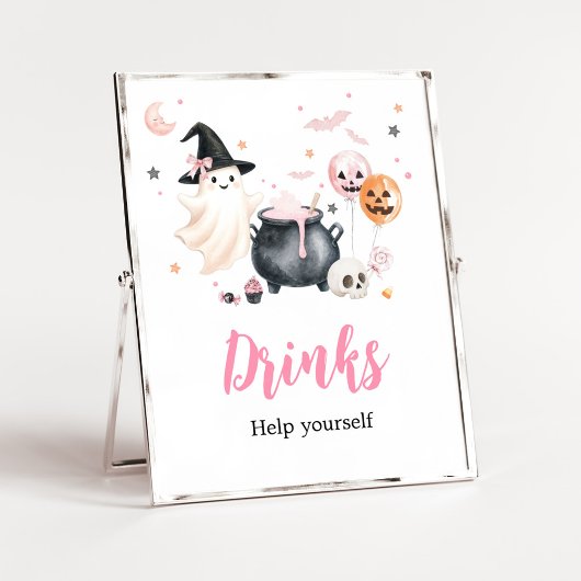 Roze Geest Little Boo Drankjes Bord Poster