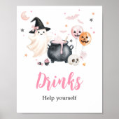 Roze Geest Little Boo Drankjes Bord Poster (Voorkant)