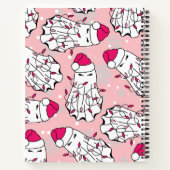 Roze geest met kerstverlichting en kerstmuts notitieboek (Achterkant)