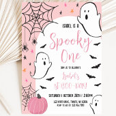 Roze Geest Spoky Eén Halloween Verjaardag Kaart