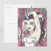 Roze geesten Cartoon Fantasy Art Briefkaart (Voorkant / Achterkant)