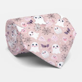 Roze geesten en Halloween elementen naadloos patro Stropdas (Opgerold)