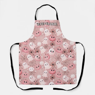 Roze geesten en pompoenen grillige Halloween Schort