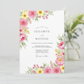 Roze Geestige Lente Bruiloft Kaart (Staand voorkant)