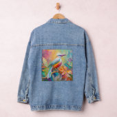 Roze gefactureerde rode borst fantasie vogel denim jacket (Hangar)