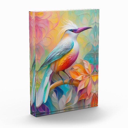Roze gefactureerde rode borst fantasie vogel fotoblokken (Links)
