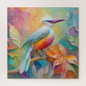 Roze gefactureerde rode borst fantasie vogel legpuzzel (Verticaal)