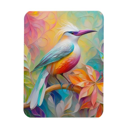 Roze gefactureerde rode borst fantasie vogel magneet (Verticaal)