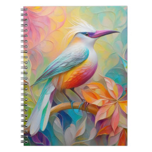 Roze gefactureerde rode borst fantasie vogel notitieboek
