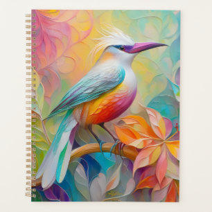 Roze gefactureerde rode borst fantasie vogel planner