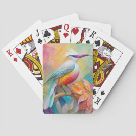 Roze gefactureerde rode borst fantasie vogel pokerkaarten