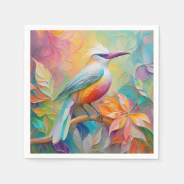 Roze gefactureerde rode borst fantasie vogel servet