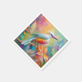 Roze gefactureerde rode borst fantasie vogel servet (Hoek)