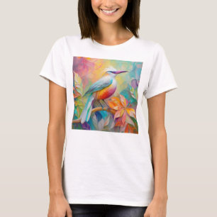 Roze gefactureerde rode borst fantasie vogel t-shirt