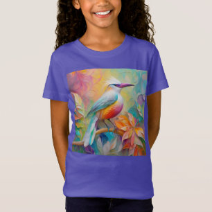 Roze gefactureerde rode borst fantasie vogel t-shirt