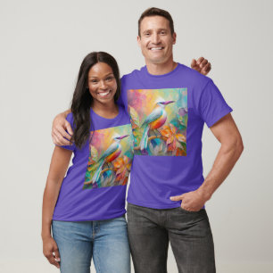 Roze gefactureerde rode borst fantasie vogel t-shirt