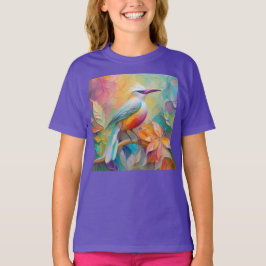 Roze gefactureerde rode borst fantasie vogel t-shirt