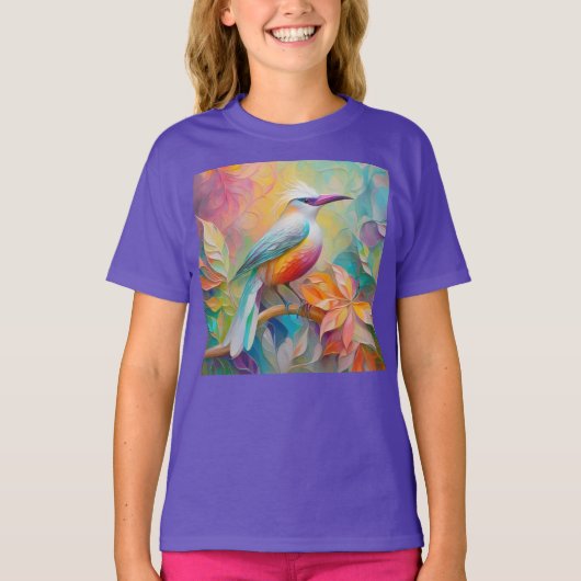 Roze gefactureerde rode borst fantasie vogel t-shirt (Voorkant)