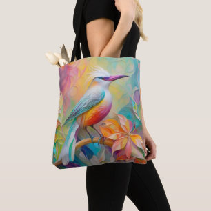 Roze gefactureerde rode borst fantasie vogel tote bag