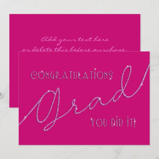 Roze gefeliciteerd Afstudeerder je deed het Faux G (Voorkant / Achterkant)