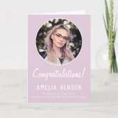 Roze Gefeliciteerd Afstuderen Foto Afstuderen Kaart (Voorkant)