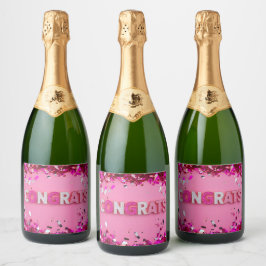 Roze "Gefeliciteerd" Sparkling Wijnetiket