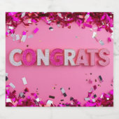 Roze "Gefeliciteerd" voedsel-etiket Likeurfles Etiket (Enkel label)