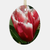 Roze Gefranjerde Tulp Aangepaste Verjaardag Keramisch Ornament (Rechts)