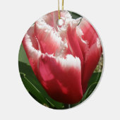 Roze Gefranjerde Tulp Aangepaste Verjaardag Keramisch Ornament (Links)